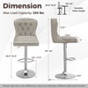 Costway Set of 2 Bar Chairs Dutch Velvet Bar Stool with Footrest Metal Base Anti-Slip Ring Pink/Beige/Grey - 3 of 4