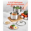 VEVOR 2.5QT Saucepan with Steamer,Stainless Steel Saucepan with Glass Lid,Multipurpose Nonstick Stainless Steel Sauce Pot with Ergonomic Handle,Silver - 3 of 4