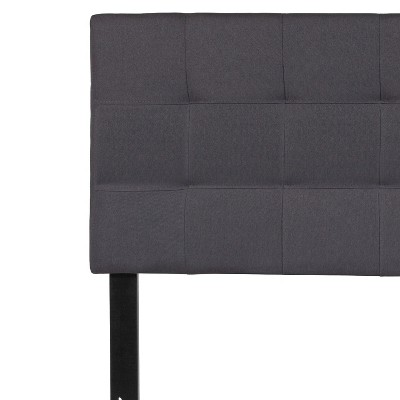 Dark Gray Full Upholstered Tufted Headboard with Metal Frame