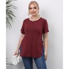 Women's Round Neck Split Hem Short Sleeve T-Shirt Casual Basic Stretchy Cotton Tee Summer Top - 4 of 4
