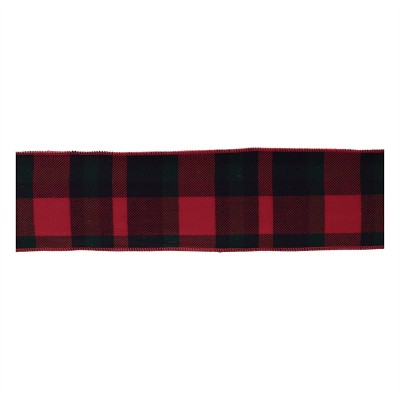 Red and Black Plaid Wired Ribbon (Set of 2)
