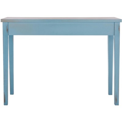 Blue and Oak Wood Console Table with Storage Drawer