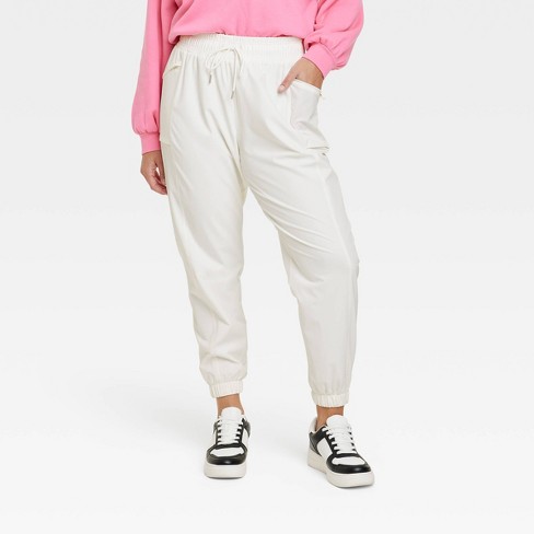 Women Solid Color Pants Adjustable Drawstring Joggers Sweatpants Basic Plus  Size Trousers (Medium, Navy)