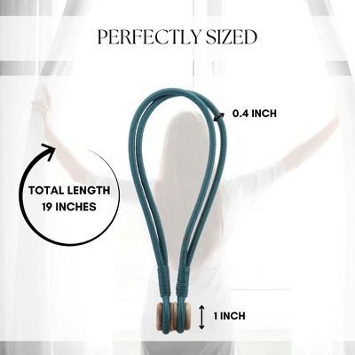 Set of 2 Blue Magnetic Curtain Tiebacks with Wooden Tips