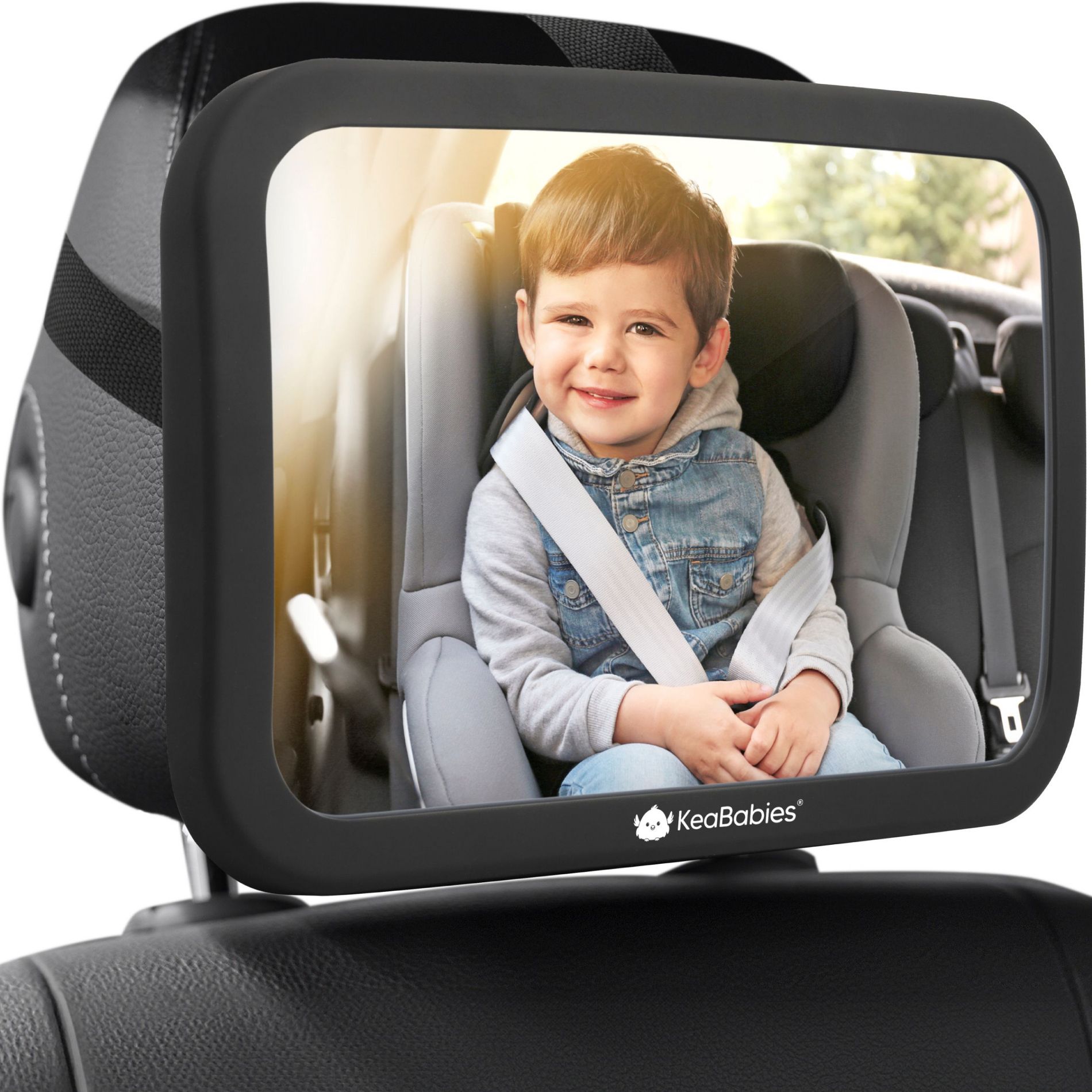 KeaBabies Baby Car Mirror, Large Shatterproof Baby Mirror for Car Seat Rear Facing, Backseat Carseat Mirror for Infant (Matte Black, 11.5" x 7.5")