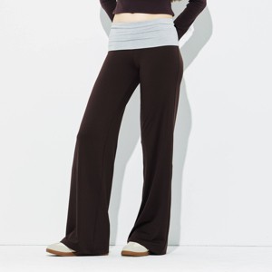 Pantalones de Campana con Contraste y Dobladillo Doblado - Wild Fable™