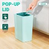 LunaLulinlk 3 Pack 10 Liter Small Lid Trash Can Plastic Trash Can, 2.6 Gallon Slim Trash Can Wastepaper Basket with Pop-Up Lid, Pink,Blue,Gray - 2 of 4