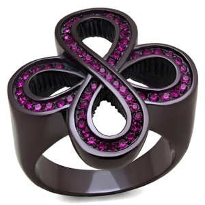 Slickblue Dark Brown Stainless Steel Ring with Fuchsia Crystal, Infinity Loop Design, Women’s Fashion Ring, Sizes 5-10 - 1 of 4
