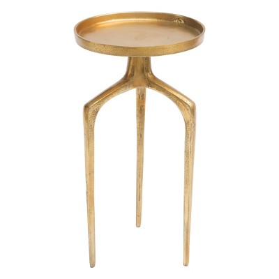 Antique Gold Round Metal Nesting Tables, Set of 2