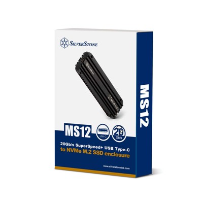 SilverStone Technology  External M.2 NVMe SSD enclosure with USB 3.2 Gen 2x2 Type-C 20 Gbps interface support 2242 and 2280 NVMe M.2 SSD