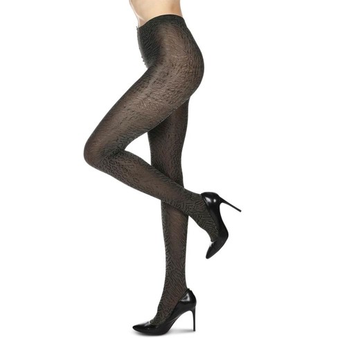 Memoi Women's Opaque Leopard Luxe Nylon Tights - image 1 of 4