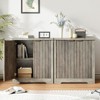 Fluted Buffet Sideboard Cabinet, Accent Modern Credenza with Doors & Shelves, Credenza Storage Console Cabinet - 3 of 4