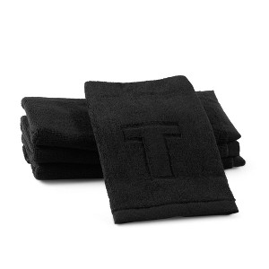 Waterdale Collection - Black Initial Embossed Finger Towel - 1 of 4