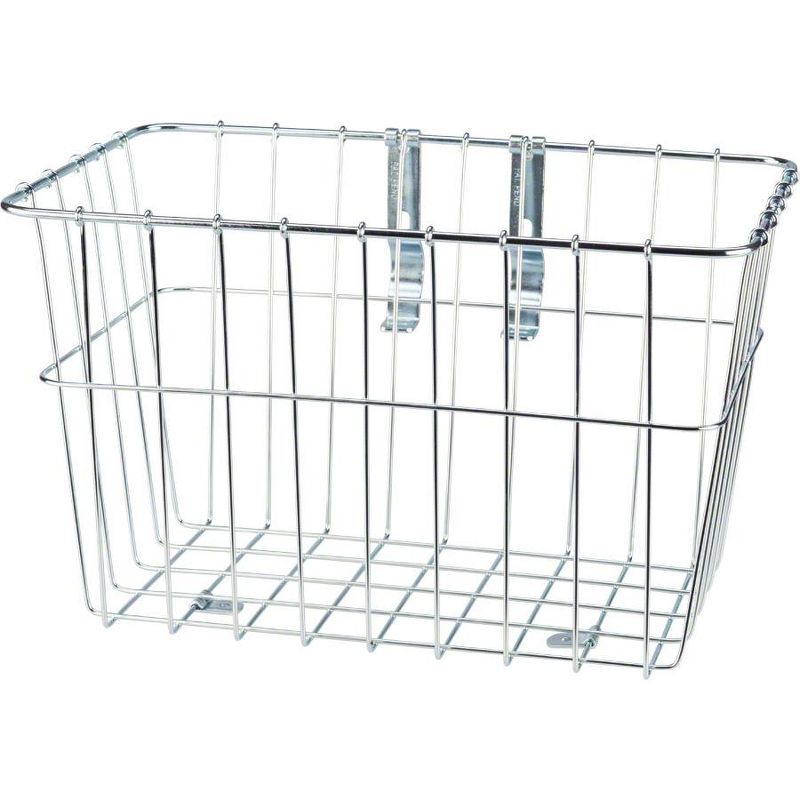 Wald 1352 Front Grocery Basket with Adjustable Legs: Silver 7/8" to 31.8mm Bars Dimensions: 14 x 9 x 9", 1 of 3