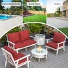 LeisureMod Walbrooke 4-Piece Modern White Patio Conversation Set with Slats Design Square Fire Pit & Tank Holder, Sectional Seat for Outdoor Spaces - 4 of 4