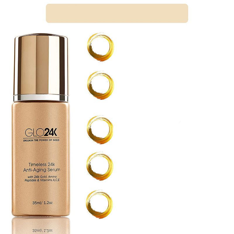 GLO24K Timeless Anti-Aging Serum With 24k Gold, Peptides, Powerful formula And Vitamins A, C, E., 4 of 5