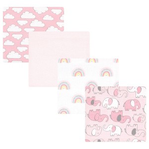 Hudson Baby Infant Girls Cotton Flannel Receiving Blankets, Girl New Elephant, One Size - 1 of 4