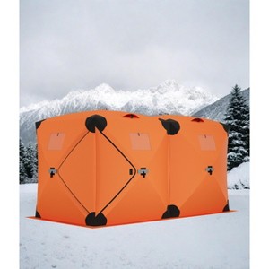 1-8 Person Pop-Up Ice Fishing Shelter, Insulated Portable Hub-Style Tent - Windproof Warm Shanty for Winter Fishing - 1 of 4