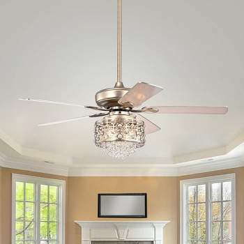 52" x 52" x 24" Vidor Lighted Ceiling Fan Silver - Warehouse Of Tiffany