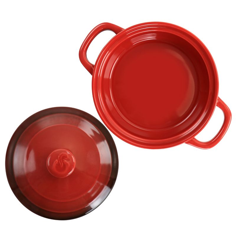 Crockpot Appleton 6 Piece 10 Ounce Stoneware Mini Casserole Set in Red with Lid, 3 of 6