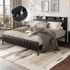 GustoWave All-Metal Platform Bed Frame, with Button Headboard and Charging Station - 2 of 4