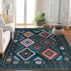 Machine Washable Geometric Area Rug, Non-Slip Low Pile Faux Wool Western Pattern Easy Care Carpet for Living Room Bedroom - 2 of 4