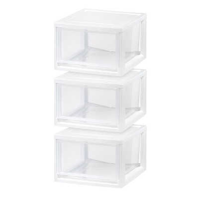 IRIS 3-Pack White Stackable Plastic Storage Drawer 11.6-in H x
