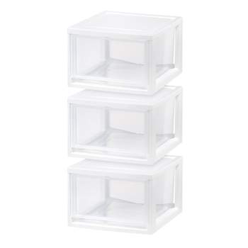  IRIS USA 44qt Plastic Clear Stackable Shallow Storage Drawers  Chest Box : Home & Kitchen