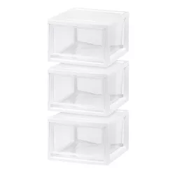 IRIS Stackable Plastic Storage-Drawer, Drawer Organizer Unit, 3 Pack, White