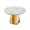 PAGED 46.85" Dining Table, Round Kitchen Table with Faux Marble Tabletop and Stainless Steel Base, Coffee Table for Kitchen Dining - 4 of 4