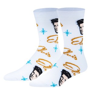Crazy Socks, Retro Elvis, Funny Novelty Socks, Large - 1 of 4