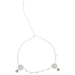 Blue Panda Silver Rhinestone Jewelry Head Chain, Silver Pendant Headpiece Headband for Women Girls