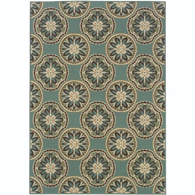 Oriental Weavers Montego 8323L Blue/ Ivory Indoor/Outdoor Area Rug - 2'3" x 7'6"