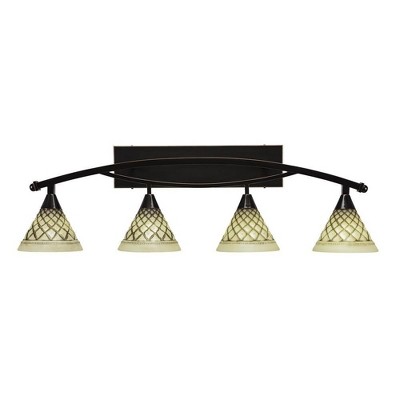 Toltec Lighting Bow 4 - Light Vanity in  Black Copper with 7'' Chocolate Icing Shade