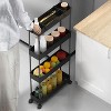 MaseiKar Slim Storage Cart 4 Tier,Bathroom Organizer Rolling Utility,Mobile Shelving Unit Slide Out for Office, Kitchen, Laundry Room,Black - 3 of 4
