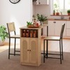 Tangkula 3 PCS Bar Table and Chairs Set w/ 2 Bar Stools & Storage Shelves Backrests - 2 of 4