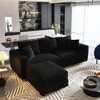 82.7'' Plush Corduroy L-Shaped Sectional Sofas with 1 Movable Ottoman, Deep Seat and Convertible Lounge Chair - 2 of 4