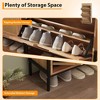Natural Rattan 3 Flip Drawers Shoe Cabinet with 1 Pull-Out Drawer, Narrow Shoe Storage Cabinet with 3-Tier Adjustable Shelves, Freestanding Shoe Rack - 2 of 4
