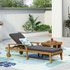 Okak Premium Acacia Patio Chaise Lounge with Wheels&Water-Proof Cushion,Outdoor Reclining Poolside Chair Long Chaise for Deck,Pool&Backyard - 4 of 4