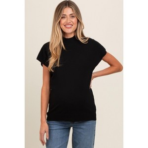Pinkblush Black Mock Neck Knit Maternity Top - 1 of 3