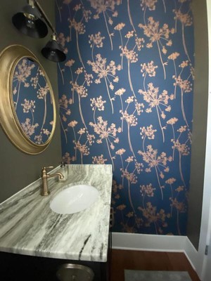 Anthriscus Dusk Navy Blue And Copper Floral Paste The Wall Wallpaper ...