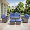 Belord Brown Wicker 9 Piece Patio Furniture Set with 5" Thick Cushions, Outdoor Patio Furniture Set with Swivel Gliding Rocker Chairs and Club Chairs - 3 of 4