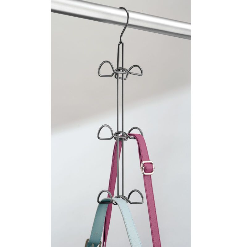mDesign Metal Wire Over Closet Rod Hanging Handbag Organizer, 2 Pack, 3 of 9
