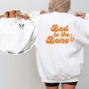 Simply Sage Market Women's Graphic Sweatshirt Bad To The Bone Hand / Two Dancing Skeltons Front and Back - 2 of 4