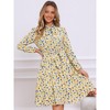 INSPIRE CHIC Women's Tie Neck Chiffon Long Sleeves Vintage Belted Floral Dress - 4 of 4