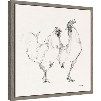 Avery Tillmon Rooster Print on Canvas with Graywash Frame, 16 x 16 in.