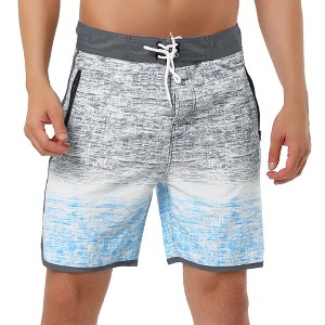 Lars Amadeus Men's Summer Printed Drawstring Waistband Color Block Beach Shorts 2 Pcs - 1 of 4