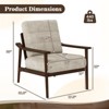 Costway Modern Accent Chair Upholstered Leisure Armchair w/ Rubber Wood Armrests & Legs - 3 of 4