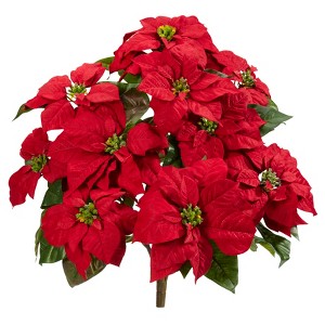 Nearly Natural 24-in Poinsettia Artificial Plant (Set of 2) - 1 of 2