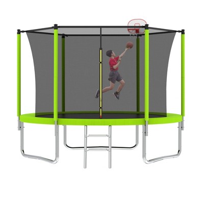 HFYee 8/10/14FT Safety-Enclosed Kids Trampoline Indoor/Outdoor Bounce Mat for Different Ages
